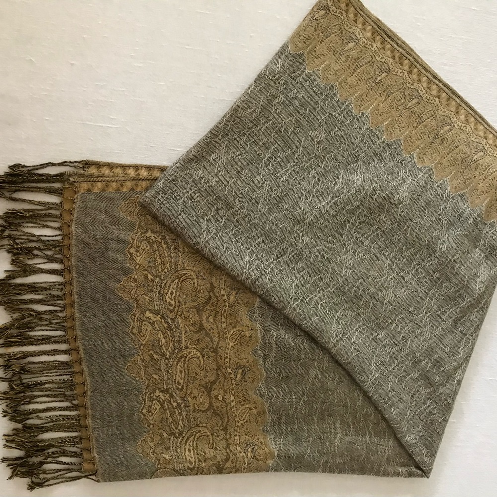 Golden And Black Paisley Women’s Scarf/Wrap 73” x 28”